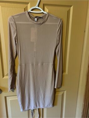 House of CB Taupe Long Sleeve Bodycon Dress